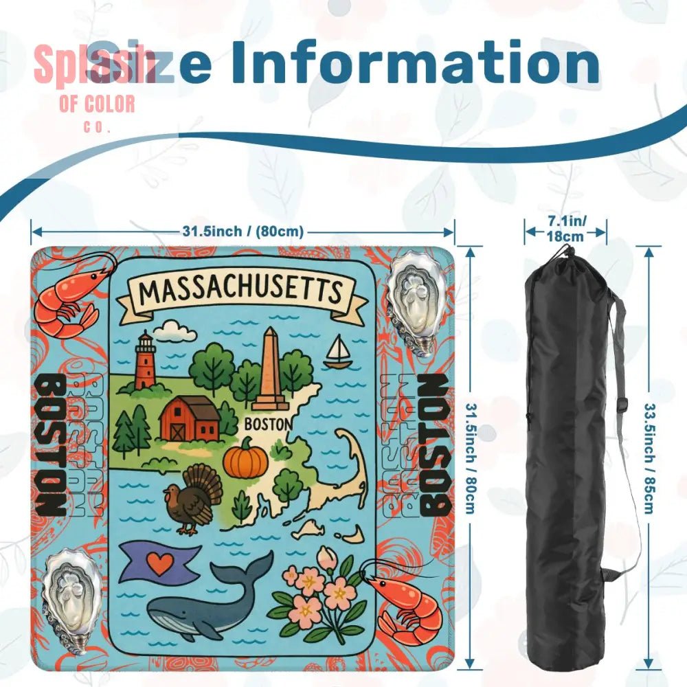 Boston Massachussets Mahjong Mat, Whimsical Playful Orange, Blue Motif - Splash of Color co.