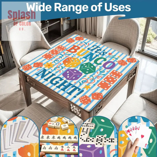 Bunco Table Mat Whimsical Fun Playful Blue And White Striped Game Night Mat - Daily Accessories