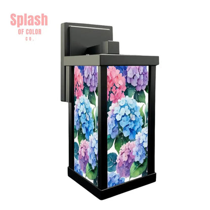 Burst of Hydrangeas Purple Blue Pink Zen Garden Patio Wall Light Sconce - One Size - Wall Lighting
