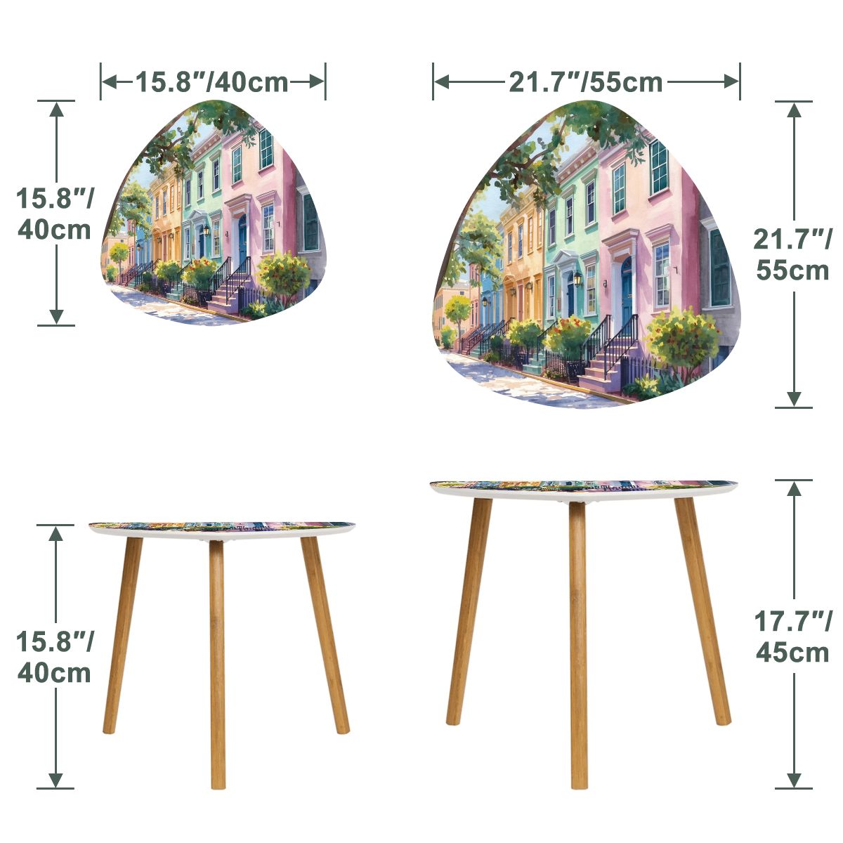 Charleston South Carolina Rainbow Row Modern Nesting Tables - Splash of Color Co.