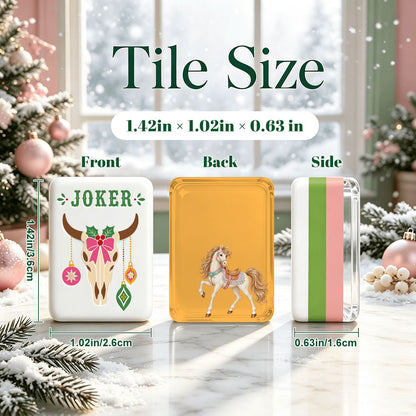 Holiday Ho Down Western Christmas Mahjong Tiles Layered And Engraved