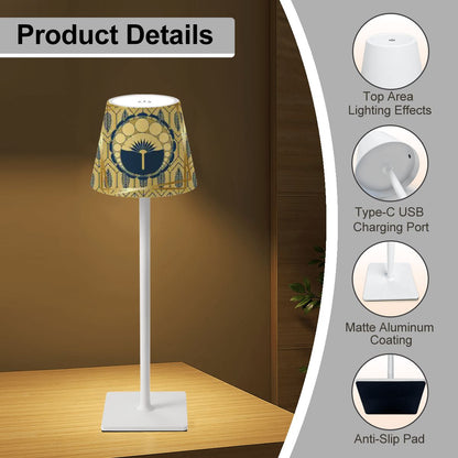 Gold Gilded Art Deco Mahjong Play LED Cordless Table Lamp - Splash of Color Co.