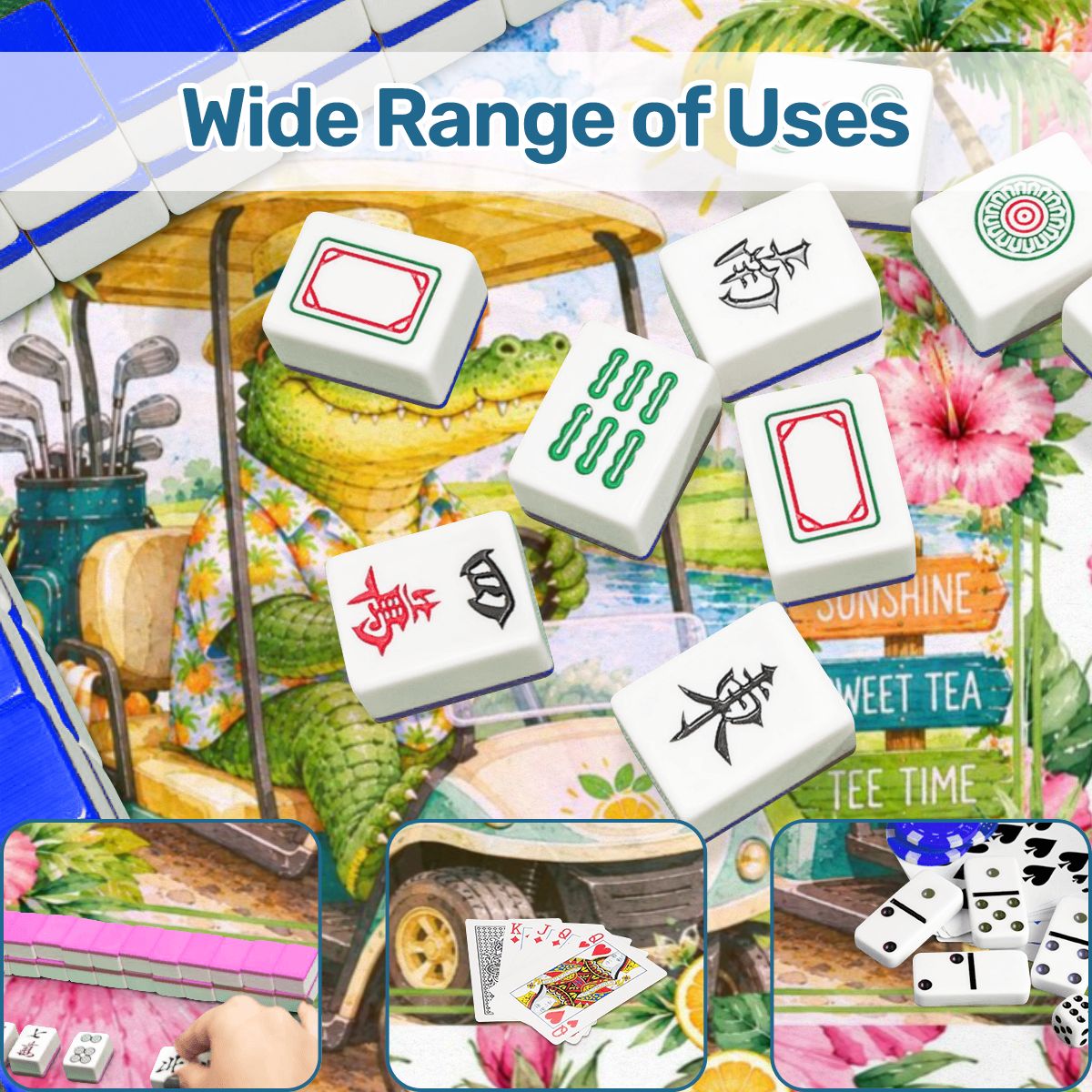 See Ya Later Alligator Tropical Floral Round Mahjong Mat