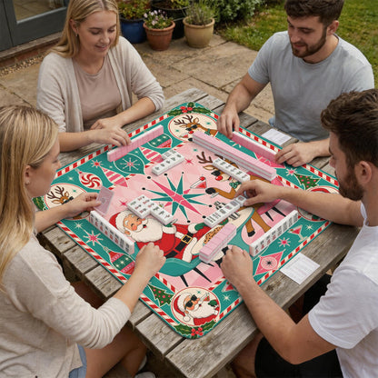 Santa's Working Hard Shop Mahjong Christmas Mat