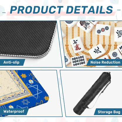 Hanukkah Mahjong Mat With Menorah And Dreidels - Splash of Color Co.