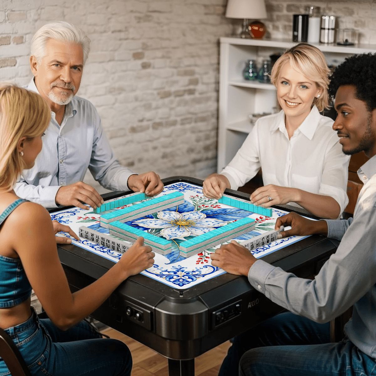 Porcelain Tobacco Garden Mahjong Mat - Splash of Color Co.