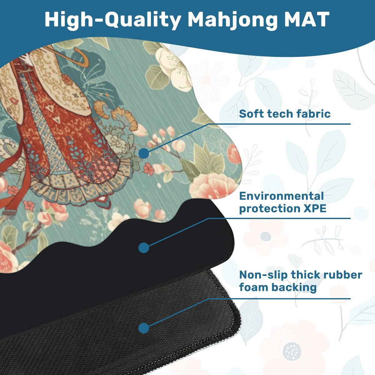 Asian Floral Blossom Geisha Girl Scalloped Mahjong