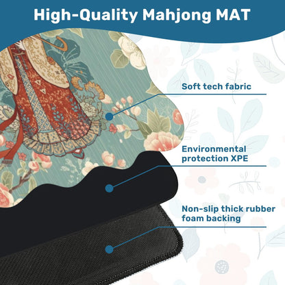 Asian Floral Blossom Geisha Girl Scalloped Mahjong