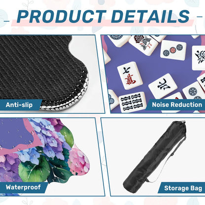 Watercolor Blooming Hydrangeas Scalloped Mahjong Mat - Splash of Color Co.