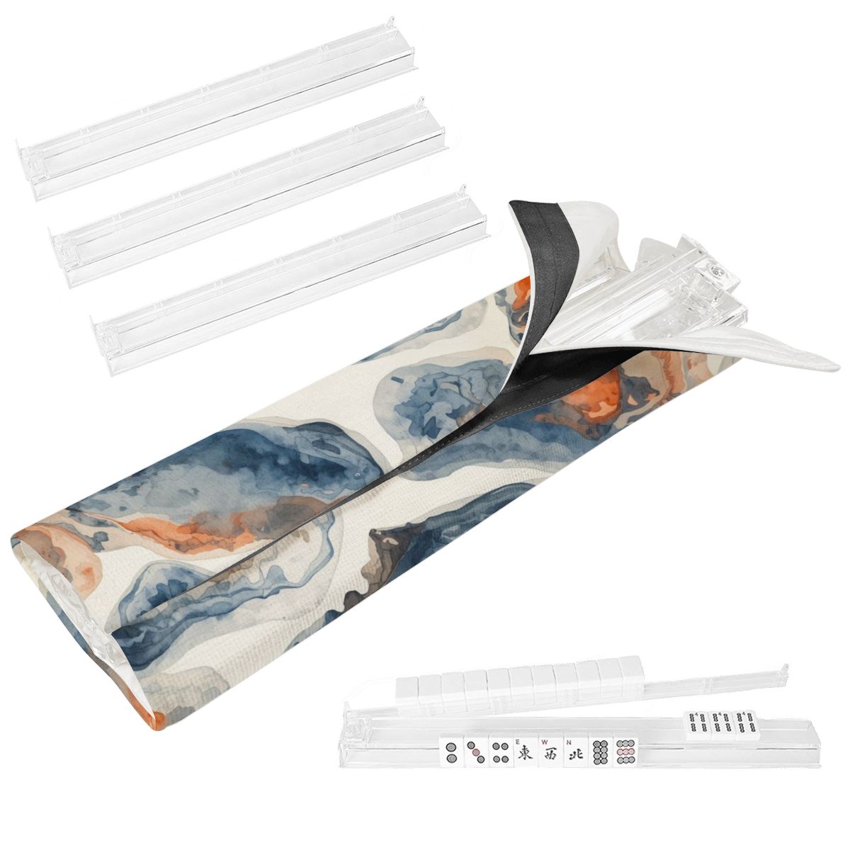 Watercolor Oyster Designed 4 Mahjong Tile Pusher Racks with Bag - Splash of Color Co.