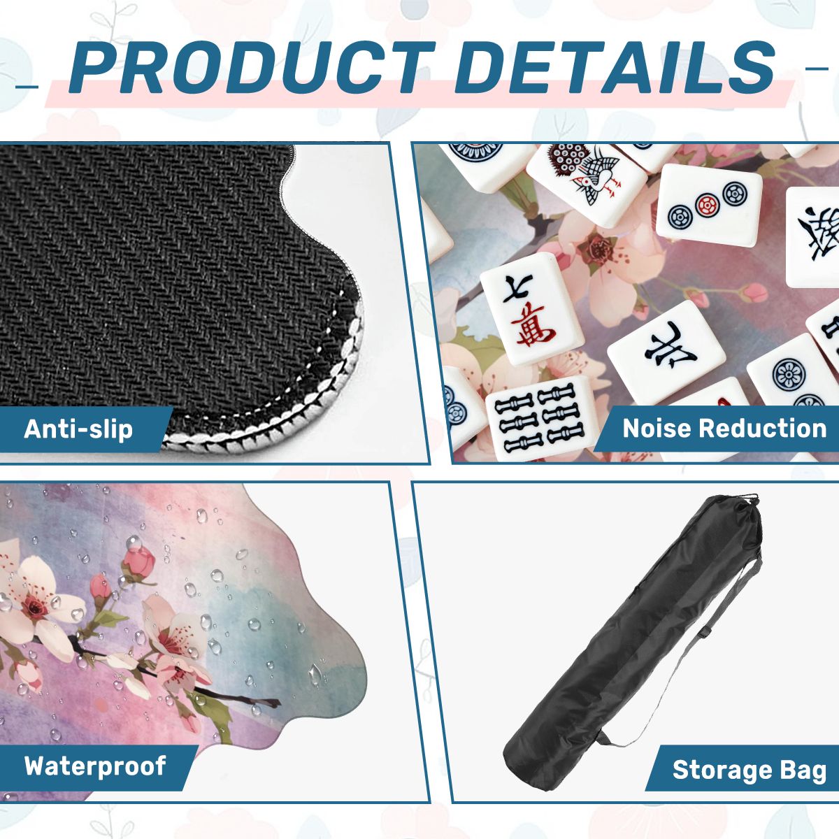 Blossoms In Bloom Dainty Watercolor Plaid Scalloped Mahjong Mat - Splash of Color Co.