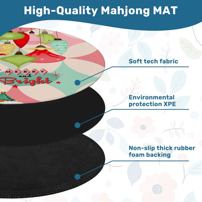 Very Merry Nostalgic Christmas Round Mahjong Mat