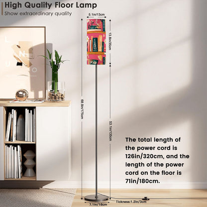Book Nook Whimsical Hot Pink Floral Floor Lamp Modern Standing Lamp