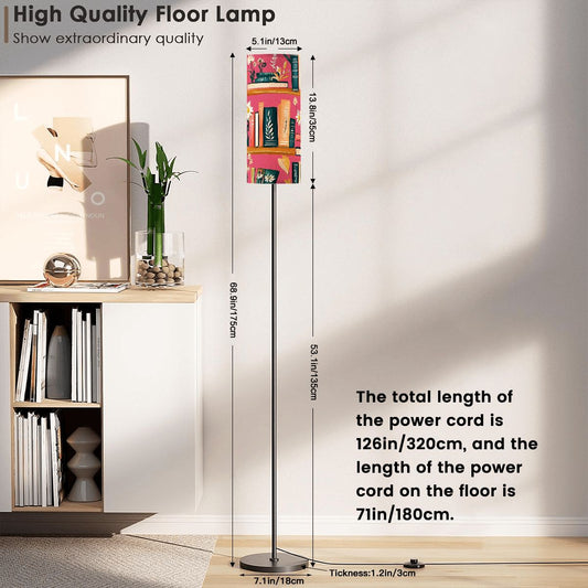 Book Nook Whimsical Hot Pink Floral Floor Lamp Modern Standing Lamp