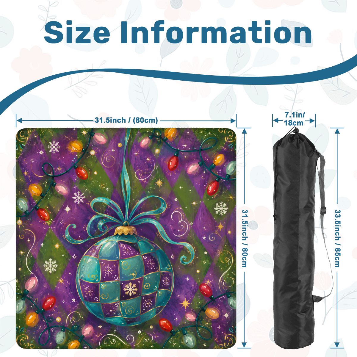Merry Modernist Purple Green Whimsical Christmas Mahjong Mat