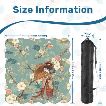 Asian Floral Blossom Geisha Girl Scalloped Mahjong