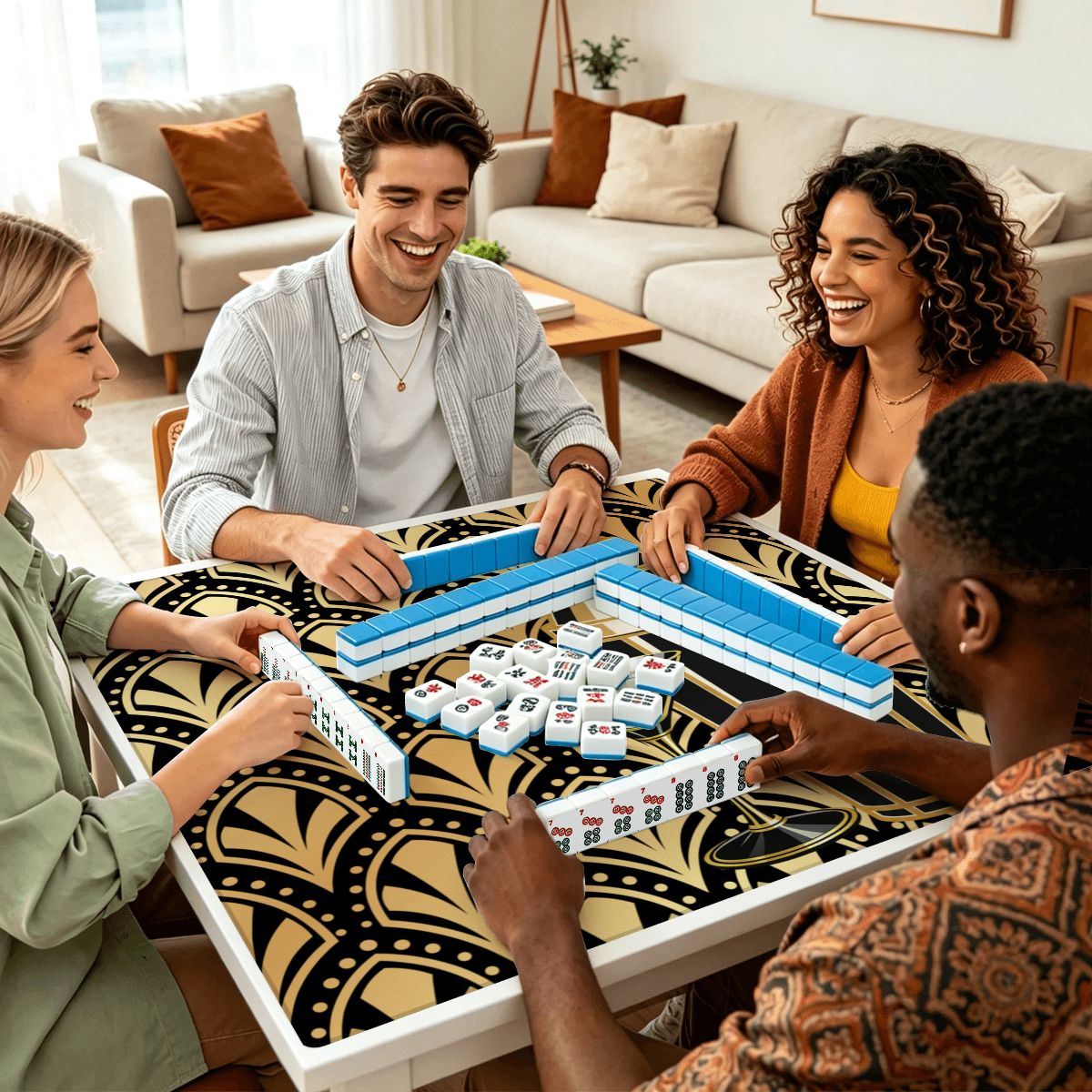 Deco Nights Mahjong Mat Sleek Surface
