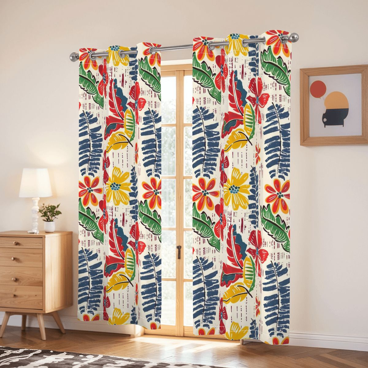 Floral Heritage Yellow - Blue - Green - Orange - Red Tropical Blackout Curtains - Splash of Color Co.