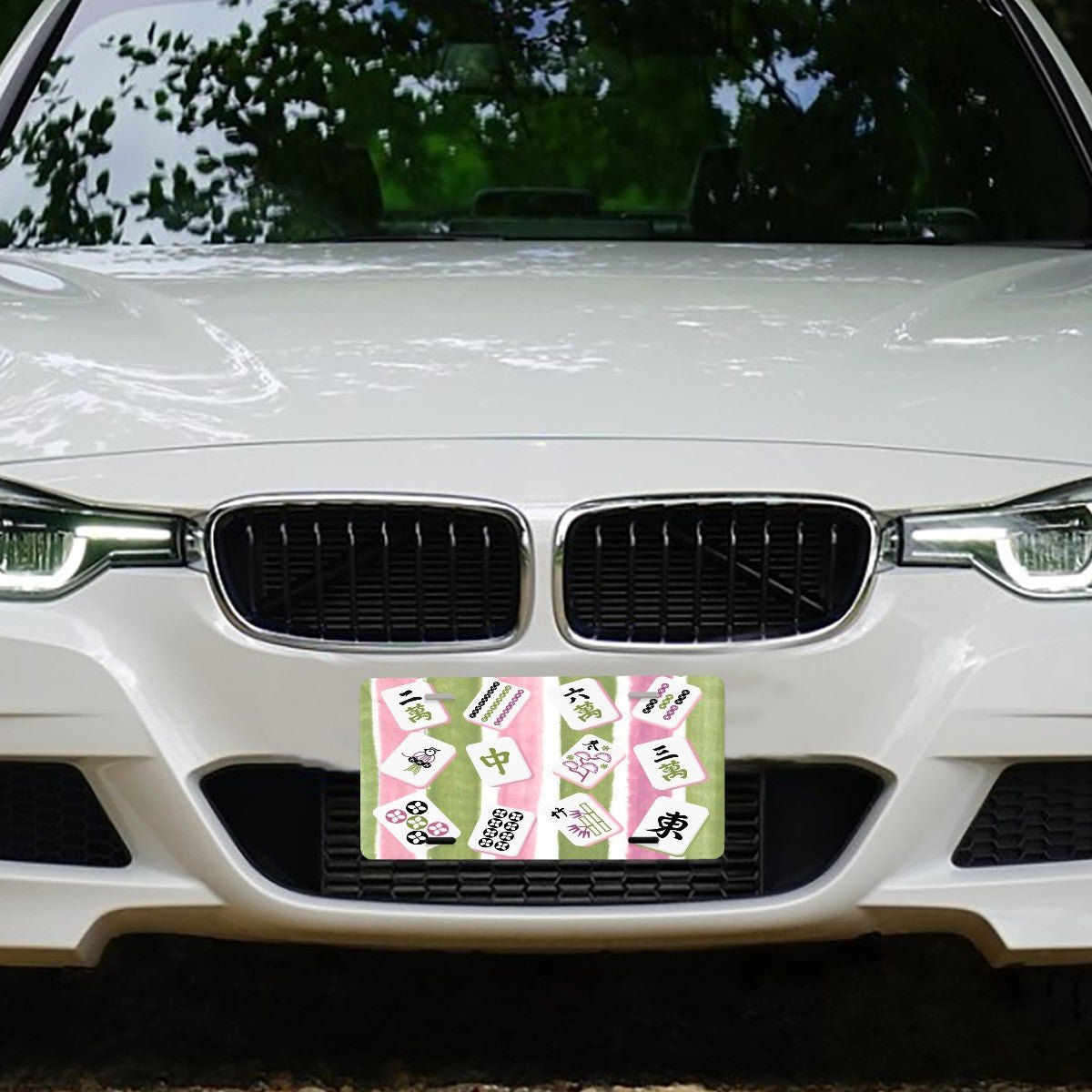 Preppy Mahjong Lover Pastels And Tiles Aluminum Thick License Plate - Splash of Color Co.