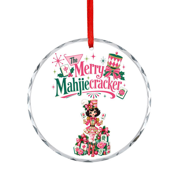 The Merry Mahjiecracker Mahjong Lover Christmas Glass Ornament