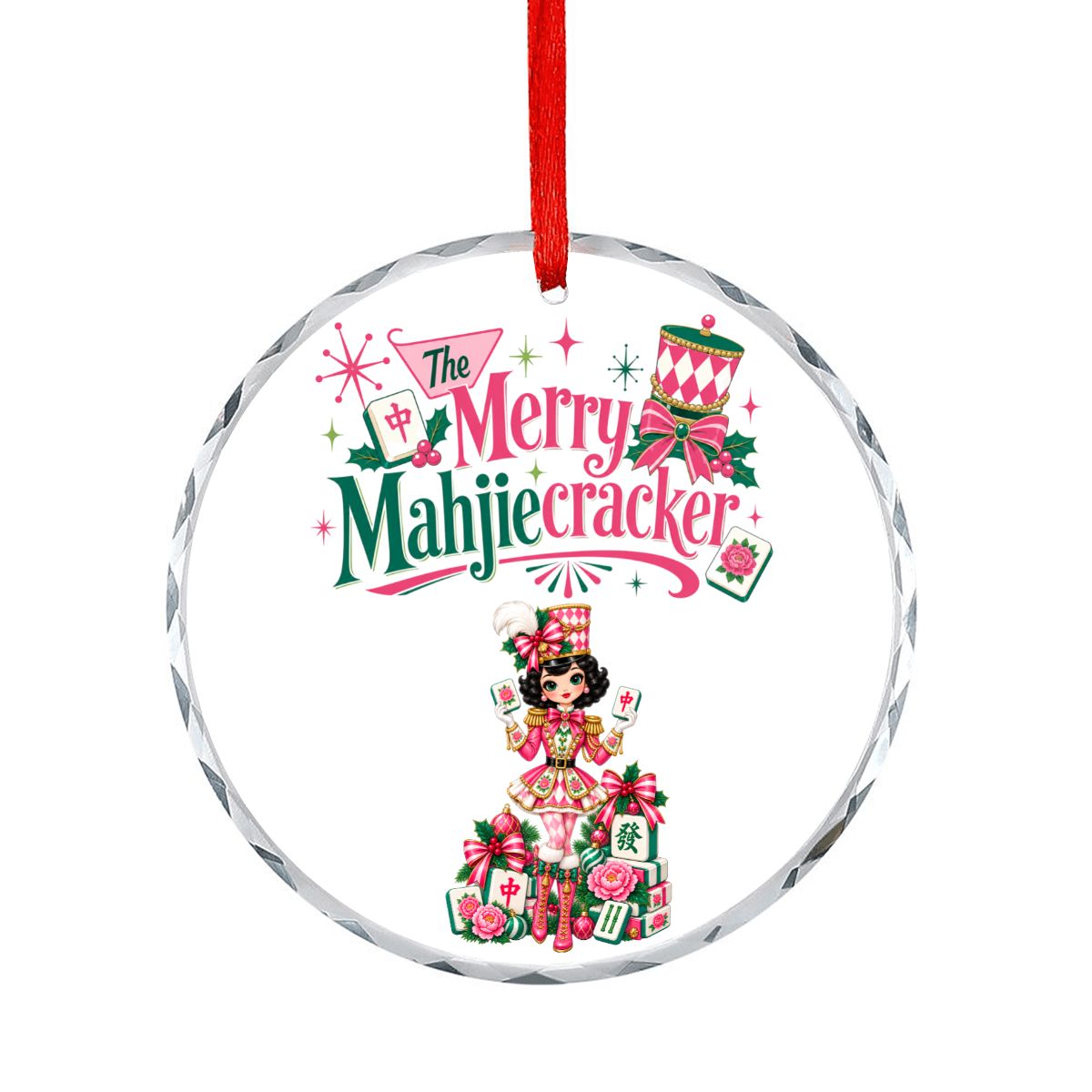 The Merry Mahjiecracker Mahjong Lover Christmas Glass Ornament