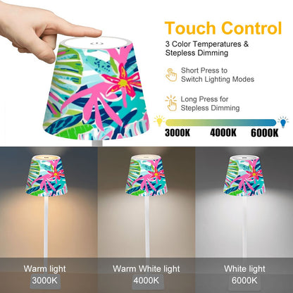 Preppy Floral Tropical Mahjong LED Cordless Table Lamp - Splash of Color Co.