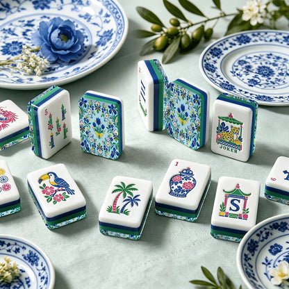 Garden Bell Chinoiserie Chic American Mahjong Tiles And Carry Case