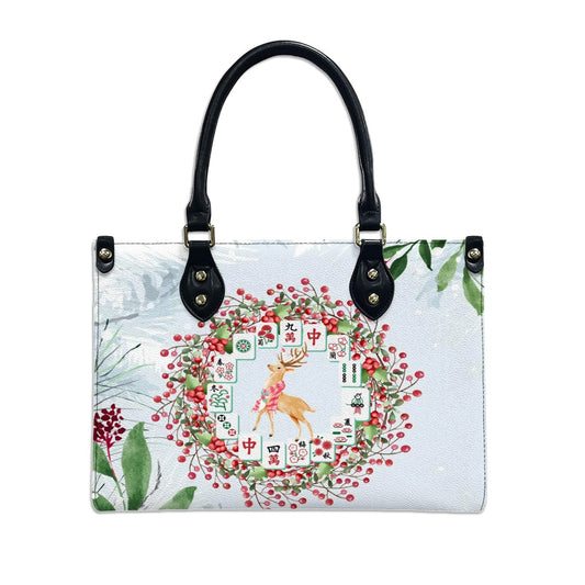 Mahjong Christmas Tile Wreath Cute Festive Whimsical Mahj Holiday Shoulder Handbag