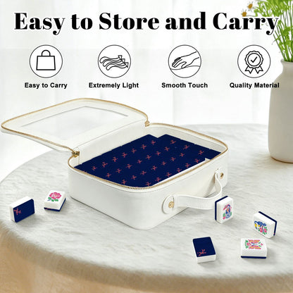 Royal Blue Butterfly Chinoiserie Engraved Mahjong Tiles And Carry Case - Splash Of Mahj And Color Co.
