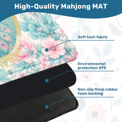 Pretty Pastel Peacock Chinoiserie Blossoms Mahjong Mat - Splash of Color Co.