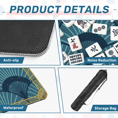 Art Deco Gilded Gold, Blue Speakeasy Collection Mahjong Mat - Splash of Color Co.