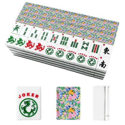 Floral Chinoiserie Blue Orange American Mahjong Tiles And Carry Case - Splash Of Mahj And Color Co.