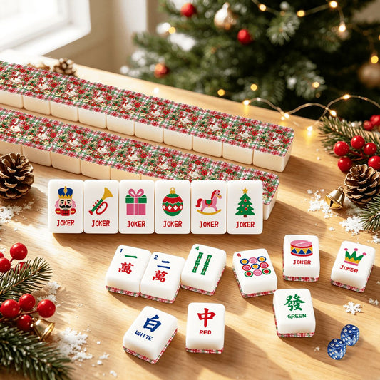 Christmas Goose Plaid And Playful Workshop Christmas Mahjong Tiles And Carry Case - Splash Of Mahj And Color Co.