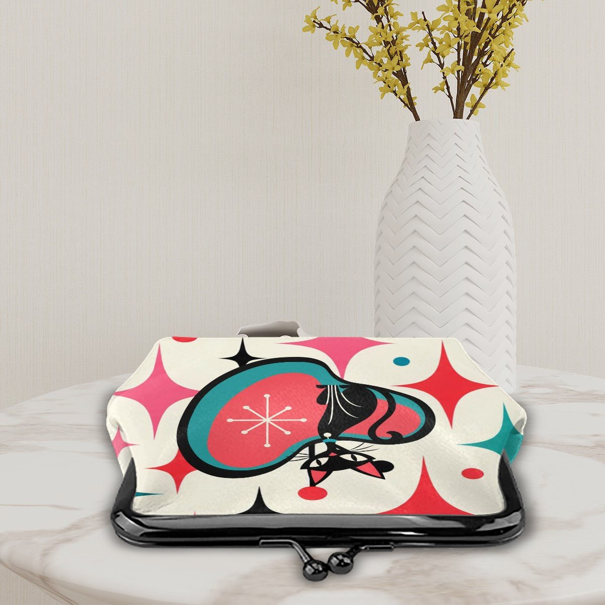 The CAT'S Meow Women's Leather Kiss Lock Coin Purse - Splash Of Mahj And Color Co.