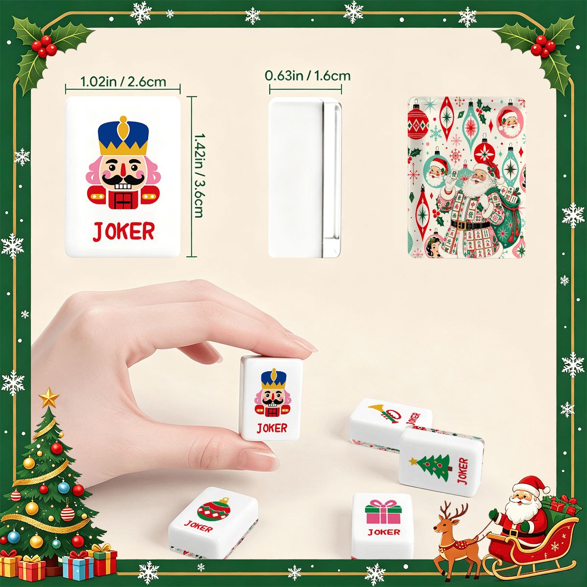 Nostalgic Jolly Santa Playful Workshop Christmas Mahjong Tiles Amd Carry Case