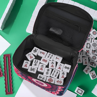 Boho Mandala, Pink, Purple Mahjong Portable Mahjong Bag - Splash of Color Co.