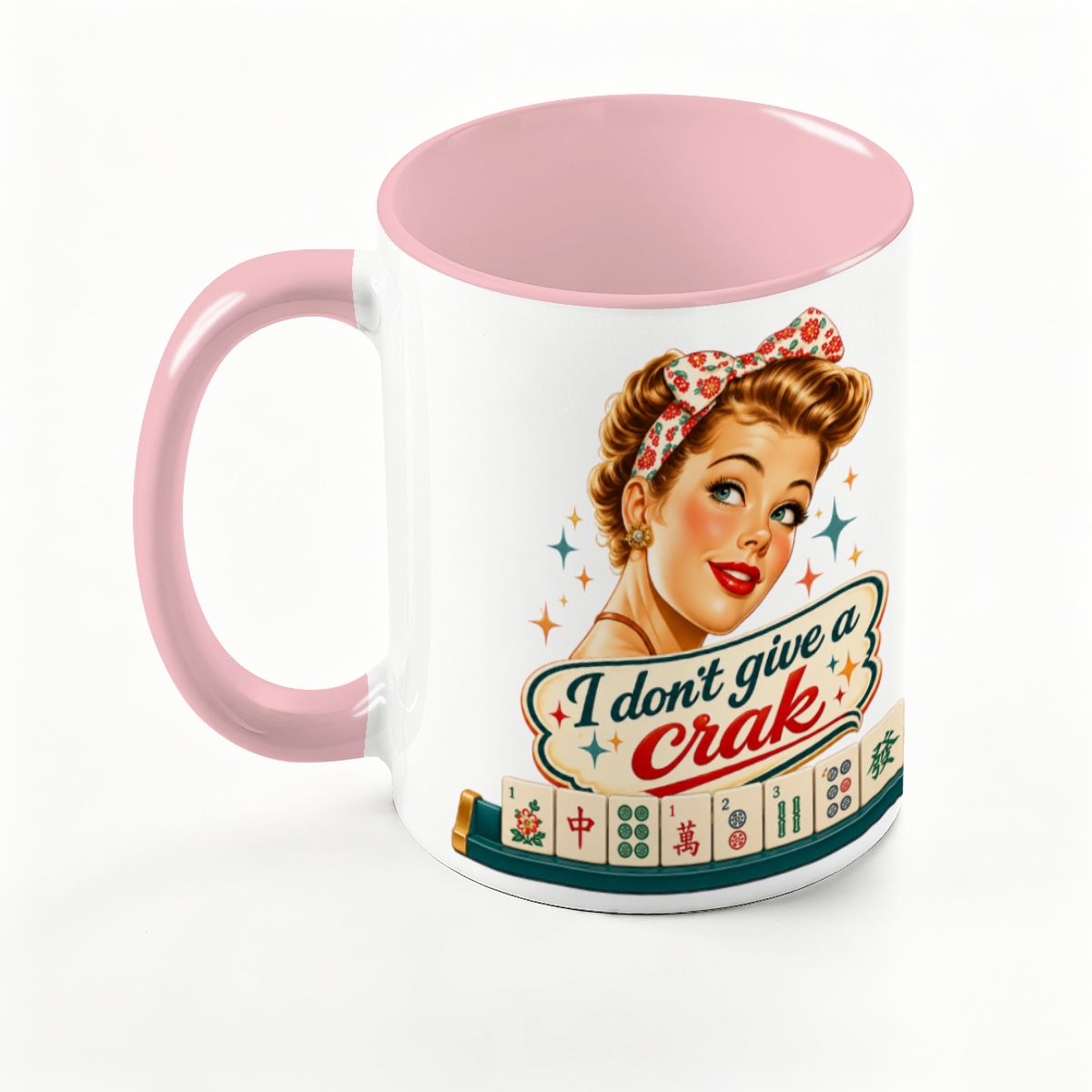 Funny Mahjong Mug, I Don't Give A Crak Large Colorful Mug (15oz)