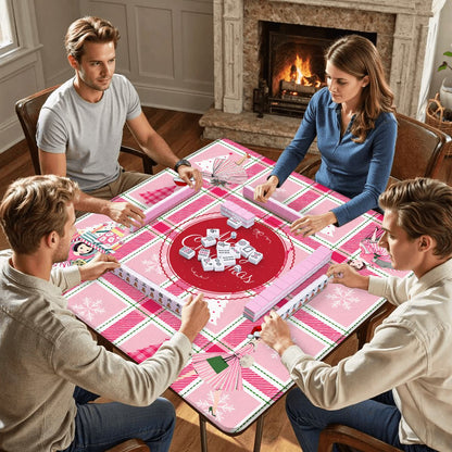 Very Merry Nostalgic Pinkmas Mahjong Mat - Splash Of Mahj And Color Co.