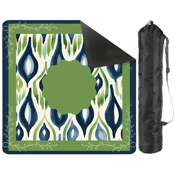 Ikat Watercolor Blue And Green Mahjong Mat - Splash of Color Co.