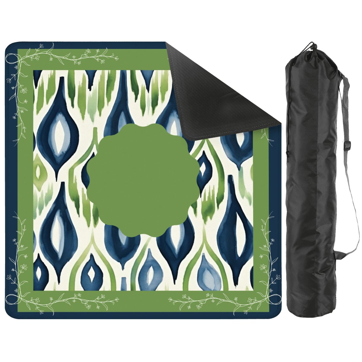 Ikat Watercolor Blue And Green Mahjong Mat - Splash of Color Co.