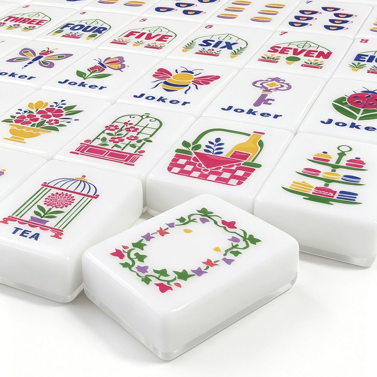 Hot Pink Cheetah Floral Garden American Mahjong Tiles With Carry Case