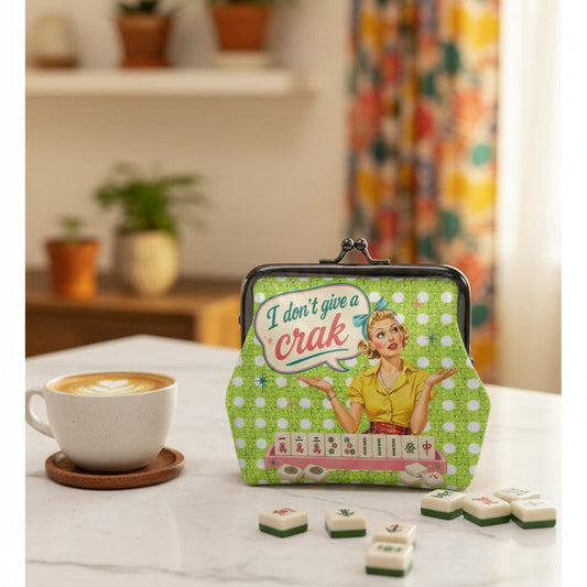 Mahjong Coin Purse, Funny I Don't Give A Crak Kisslock Style - Splash Of Mahj And Color Co.