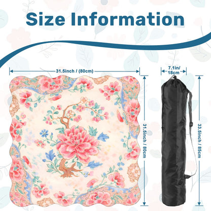 Famille Rose Scalloped Mahjong Mat Preppy Pink, Baby Blue Chinoiserie - Splash of Color Co.