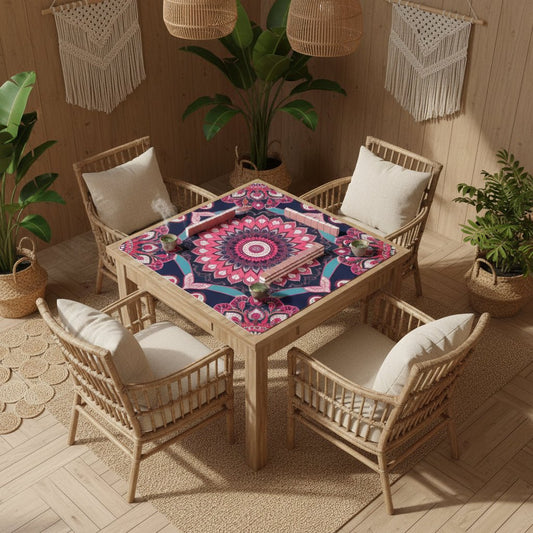 Boho Mandala, Pink, Purple Mahjong Mat - Splash of Color Co.