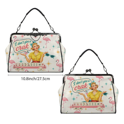 Mahjong Funny I Don't Give A Crak Purse Kisslock Crossbody Shoulder Bag