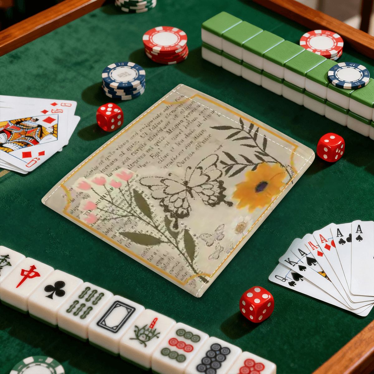 The Vintage Heirloom Butterfly Scrapbook Garden 4 Mahjong Card Holder with Line Finder - Splash of Color Co.