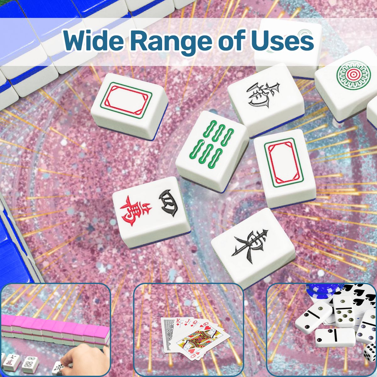 Mahjong Glitter Mat, Sparkle Splash, Pink Light Aqua Pastel Preppy - Splash of Color Co.