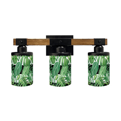 Green Monstera Plant Black Accent Asian Garden Zen Vanity Light Fixture