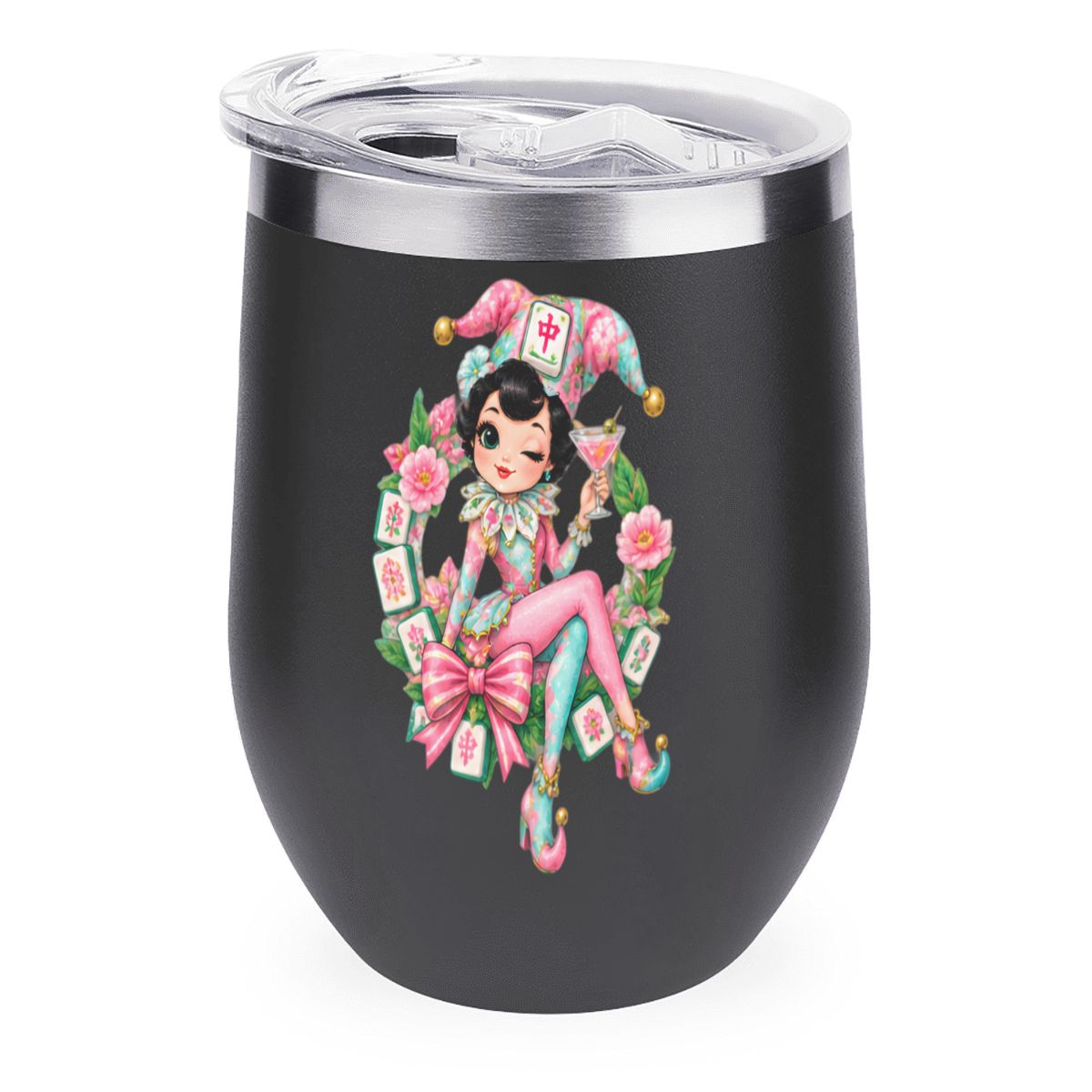 Mahjie The Mascot Egg Shaped Wine Tumbler - Splash Of Mahj And Color Co.