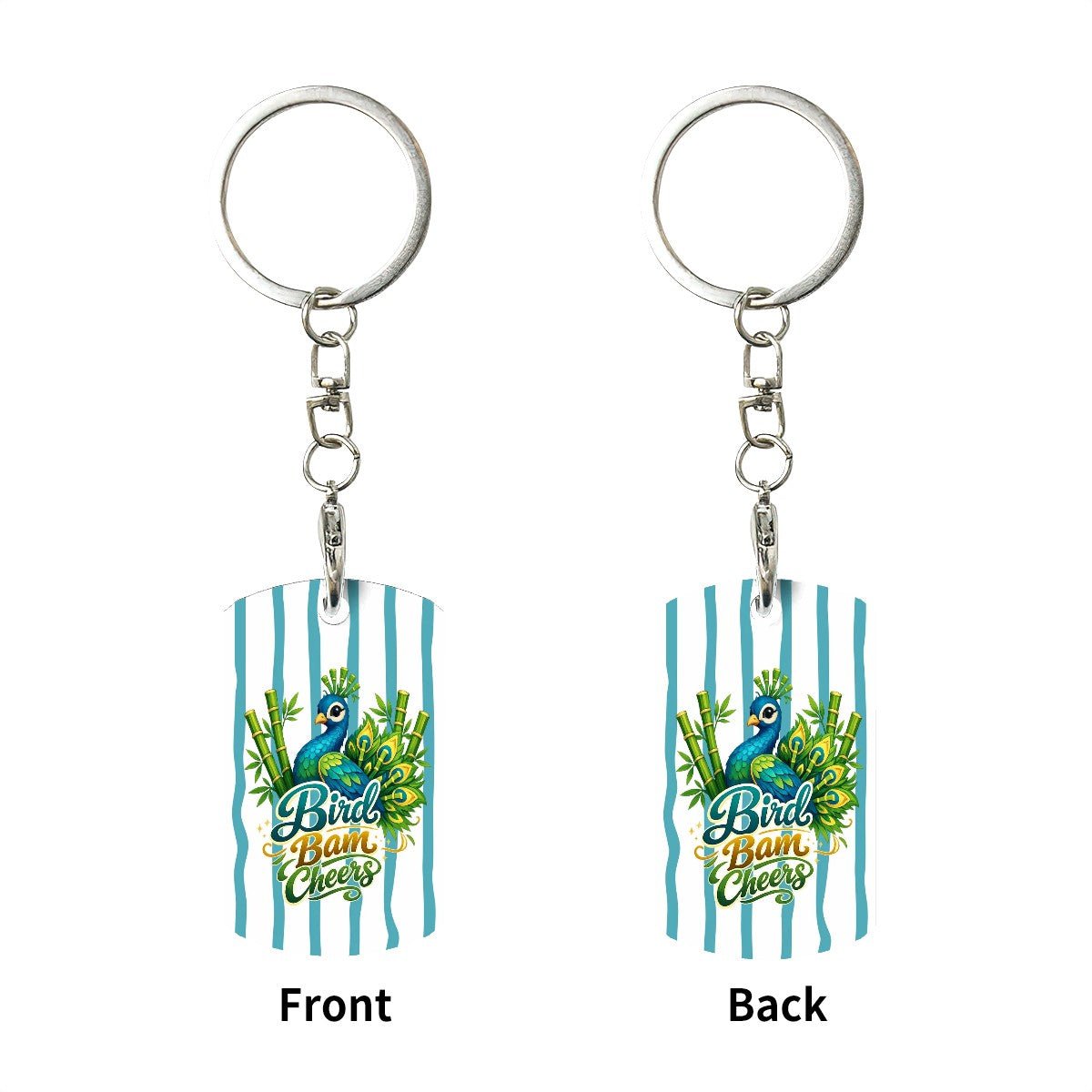 Mahjong Bird Bam Cheers Rectangular Metal Keychain - Splash of Color Co.